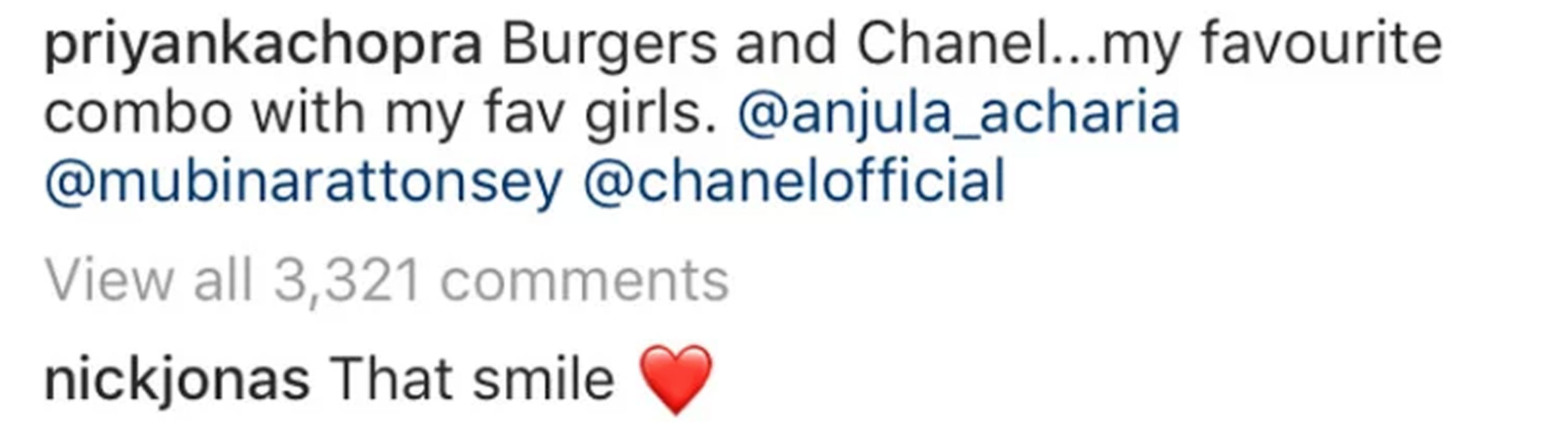 Komentar Nick Jonas di unggahan Instagram Priyanka Chopra